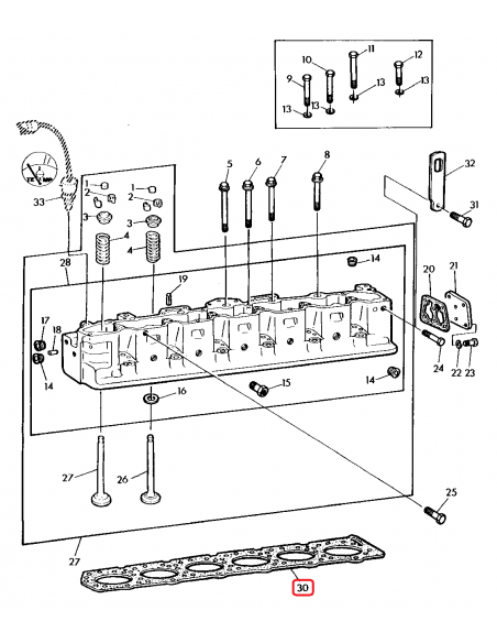 Garnitura Chiulasa Ø 129 mm John Deere R47336, R55182, R80026, RE34010, RE47336