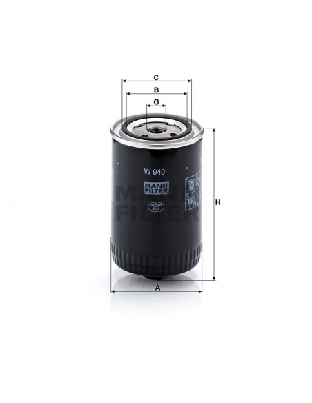 Filtru Ulei 93x142 mm 3/4-16 UNF, 2.5 Bar, LS9 Mann W940