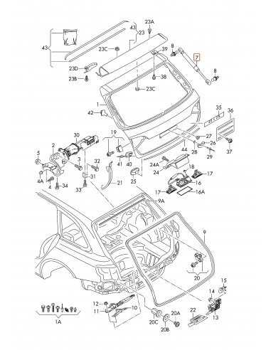 Cilindru cu Gaz 500 mm - 560N AUDI A4 Allroad B8 (8KH), A4 B8 Avant (8K5) 8K982755201S, 5931XZ, 0530N