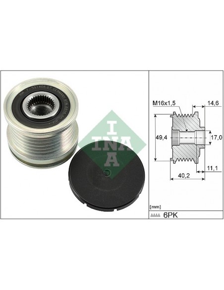 Rola Alternator 17x40.2x49.4 mm INA 535012410