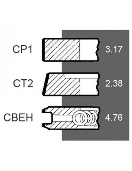 Segmenti Piston Ø 98.42 - 3.17x2.38x4.76 mm Case IH 3144452R92, 3218416R1, 3218416R91, 3218416R92, 87556004