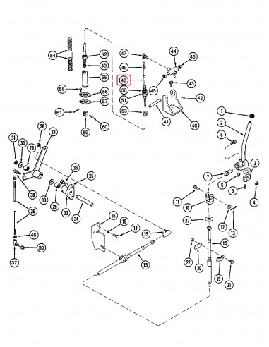 Transmission Shift Control Cable, Forward/Reverse/Neutral M6x1660 mm Case IH 96612C3, 96612C2, 96612C1