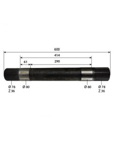 Shaft, Hydraulic Lift 635 mm Z-36 John Deere R111550, R126709, R134097 2