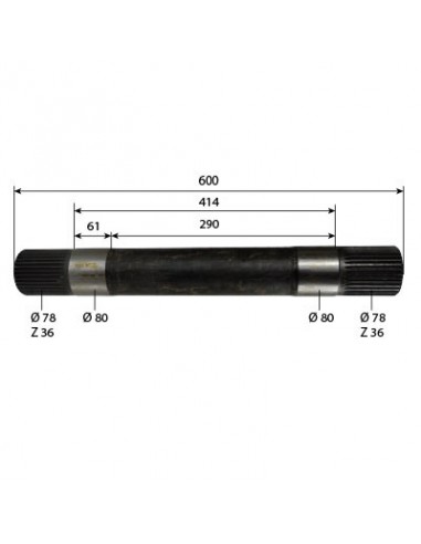 Shaft, Hydraulic Lift 635 mm Z-36 John Deere R111550, R126709, R134097