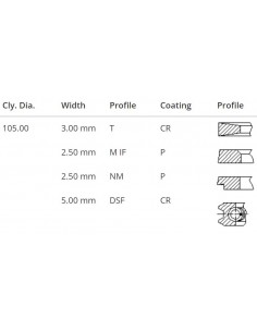 Segmenti Piston Ø 105.60-3x2.5x2.5x5 mm VM Motori 10270051A, 10270074A, F10270074 2