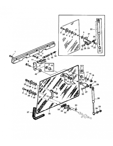 Geam Spate Cabina  SG2 828x1265 mm - 8 Gauri John Deere L57978, AL70847