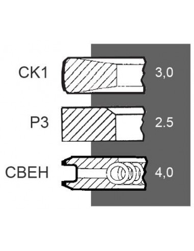 Piston Ring Set Ø 115-3x2.5x4 mm Fiat 1902408, 1909757, 1909994, 1930234, 1930753, 75208073, 8092267