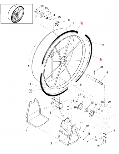 Brush, Revolving Dust Screen 38"
