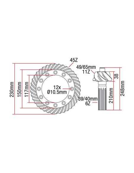 Grup Conic, Pinion & Coroana Z.11x45  Massey Ferguson 3427113M91