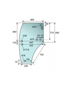 Glass, Left Hand Door John Deere R198624, R273148, SU37251, SU27314 2
