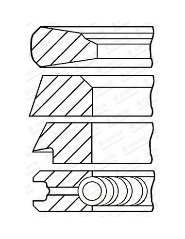 Piston Ring Ø 100-3x2x2x4 mm F281202310021, F281202310040, F281202310050, Renault 7701032429, 7701201833