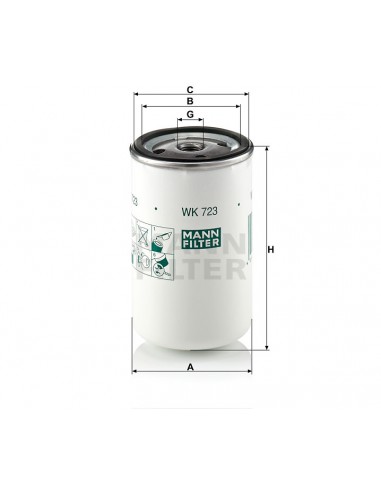 Filtru Combustibil 124 mm, M16X1.5 - Mann-Filter WK723