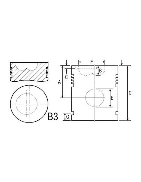 Piston cu Segmenti 0.040''-1.02 mm 105 mm 238112W6