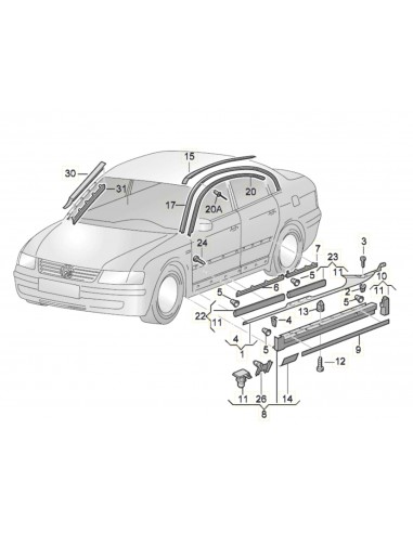 Inner Door Sill Right Rear VW 3B0853898A, 3B0853898AB41, 3B0853898B3FZ