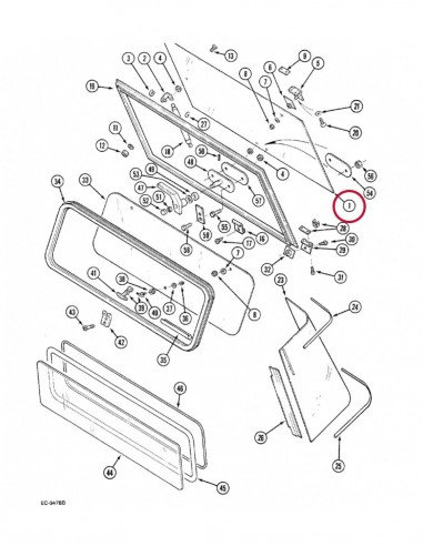Geam Spate Superior 650x845 mm 5 Gauri Case IH 3233046R3, 182027A1, 3233046R4, 182027A2, MC182027A2, 3233046R3X, 3233046R4,