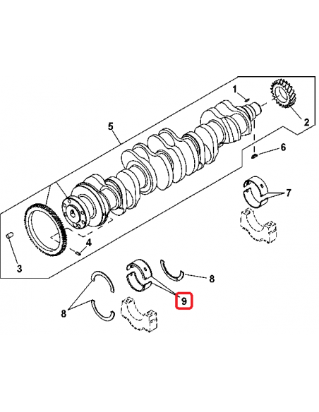 Main Thrust Bearing STD  John Deere RE504198, RE57175, RE529310, R116084, R116085,  R502127, R502128, 79306600