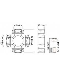 Cruce Cardanica 146 mm Case IH/New Holland 259076A2, 84355365 2