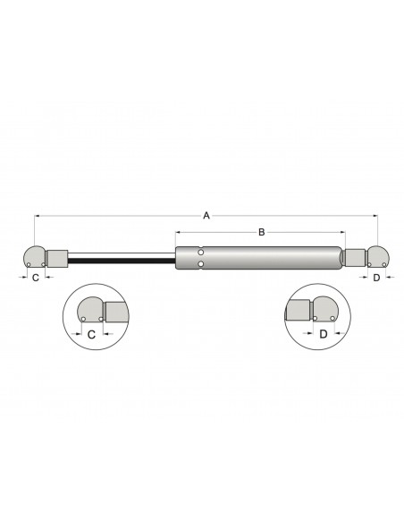Gas Strut, Hood Tilting 345 mm 800N New Holland 407000A3, 87776205