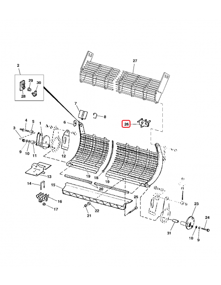 Concave Insert With Spring, Pin, Roll Pin & Washer John Deere H206842-JD, AH206756, AH171207, AH153688, AH137523, H206842, AH143