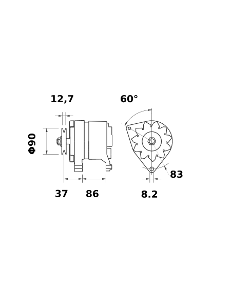 Alternator 14V 65A Iskra 11.201.276, 11201276, AAK4118, IA0276, MG110 Alternator 14V 65A Iskra 11.201.276, 11201276, AAK4118, IA0276, MG110