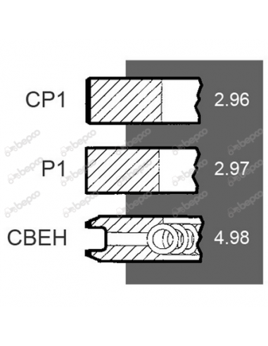 Piston Ring Set Ø 102-3x3x5 mm Zetor 52110096, 69010380, 69010381, 71010304, LP3255