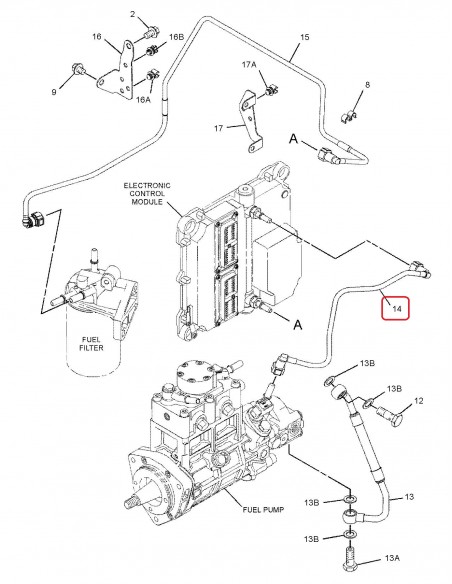 Fuel Line Assembly ECM to HP Pump Caterpillar 306-2338, 3062338,