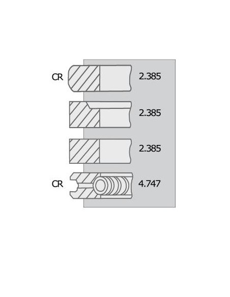 Piston Ring Set Ø 104.77mm 1584935, 80356705, 80373531, 81584935, 2701E6148A, 703F6148BAA, 703F6148BDB, 793F6148BAA