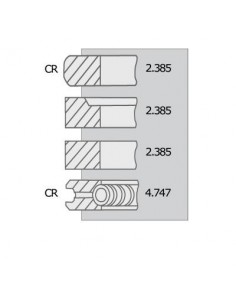 Piston Ring Set Ø 104.77mm 1584935, 80356705, 80373531, 81584935, 2701E6148A, 703F6148BAA, 703F6148BDB, 793F6148BAA 2