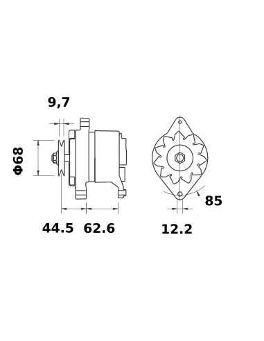 Alternator 14V 55A, Letrika 11.201.071,  MAHLE MG 43