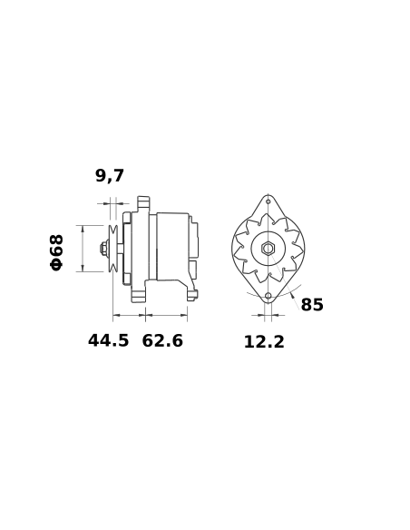 Alternator 14V 55A, Letrika 11.201.071,  MAHLE MG 43