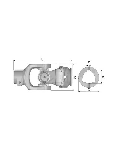 Outer Triangular Yoke Assembly 1 3/8", 6
