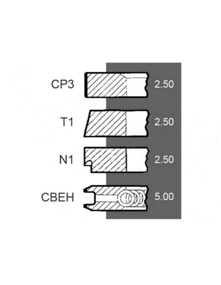 Piston Ring Set Ø 105-2.5x2.5x2.5x5 mm Same 0.042.0052.6, 004200526, 0.054.0052.6, 005400526, 0.073.0052.6