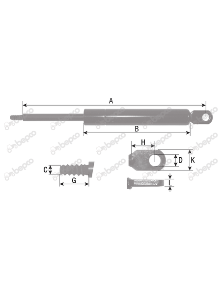 Gas Strut 210 mm 200N