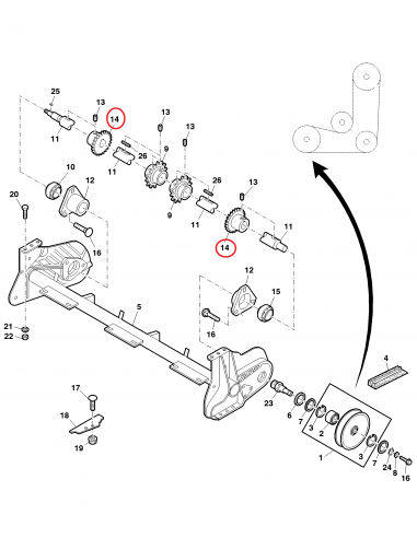 Pinion Lant Ø 57x148 mm Z-10 John Deere H159613
