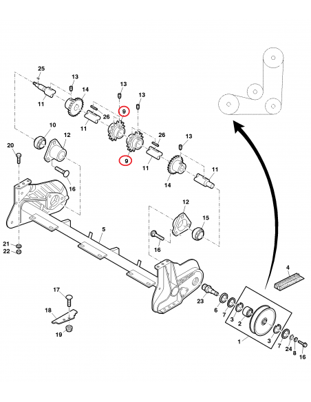 Pinion Lant Ø 57x147 mm Z-10 John Deere H159614