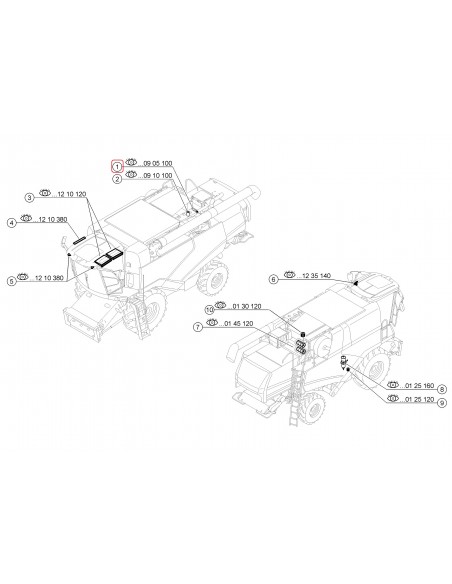 0007719570, 0007719540, 0005100890, HD519, SH62306, 77.037.00, Claas, Renault Lexion, Tucano, Jaguar, Xerion