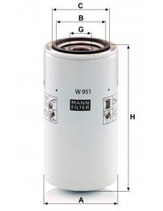 Oil Filter 93x174 mm Mann Filter W951, W 951