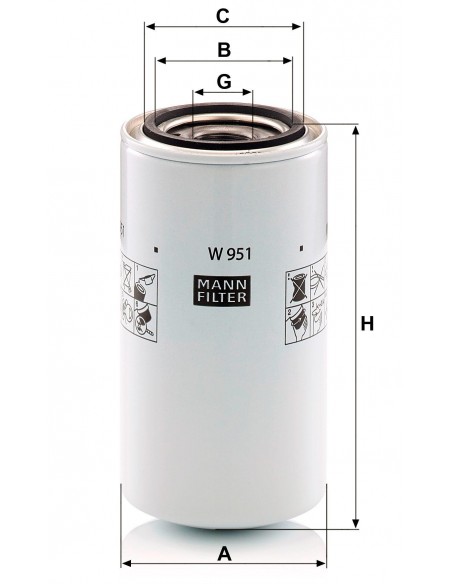 Filtru Ulei 93x174 mm Mann Filter W951, W 951