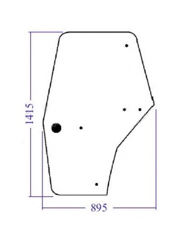 Door Window 360x895x1415 mm - Right Case IH/McCormick 192004A4, 192004A5, 192004A6