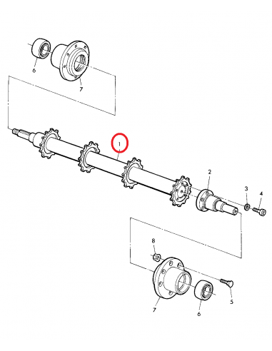 Shaft Upper Feeder 1750 mm John Deere AZ49361, AZ46343,