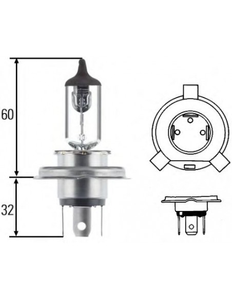Bec Halogen H4 12V 60/55W P43t-38