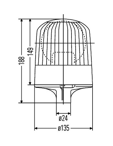 Girofar Ø 135x188 mm 24V H1 Halogen Galben