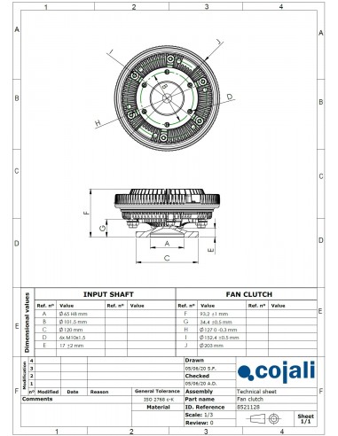 Vascocuplaj Ø 205 mm John Deere AR96822, RE188987, RE274870, RE37443, RE65891, RE71379