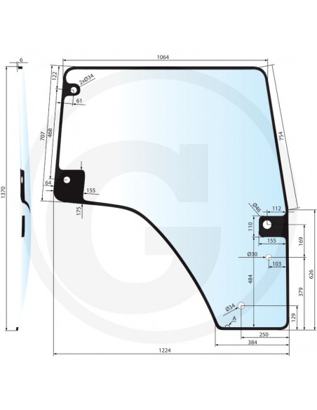 Door Window Glass Left 0.015.5691.0/40, 001556910/40, 00155691040, 0.015.5691.0, 155691040