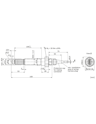 Senzor Pozitie Ø 24x160 mm Fendt G210861100070, Bosch R917001941