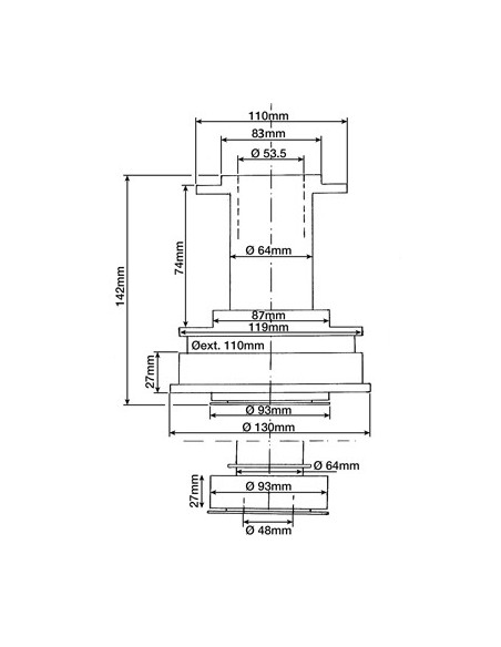 Rulment Presiune Ambreiaj 53.5x130 mm Fiat 5119165, 5177197. Deutz 04342464. Valeo 806667