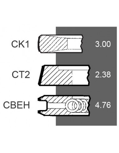 Segmenti Piston 100 - 3.00x2.38x4.76 mm Case IH 2916710616, 3055298R92, 3144677R91, 31449779R1, 3144977R91