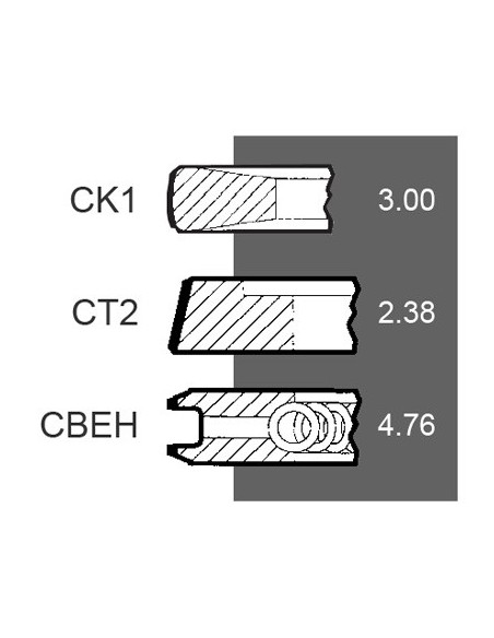 Segmenti Piston 100 - 3.00x2.38x4.76 mm Case IH 2916710616, 3055298R92, 3144677R91, 31449779R1, 3144977R91
