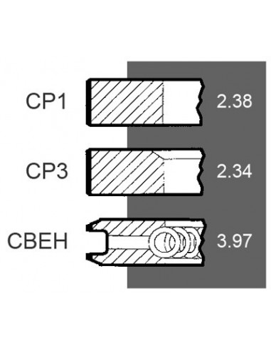 Segmenti Piston Ø 102 - 2.8x2.34x3.97 mm - 0.020" Cummins 3806241, 3802042, 380204200, 380624100, Case IH A77463