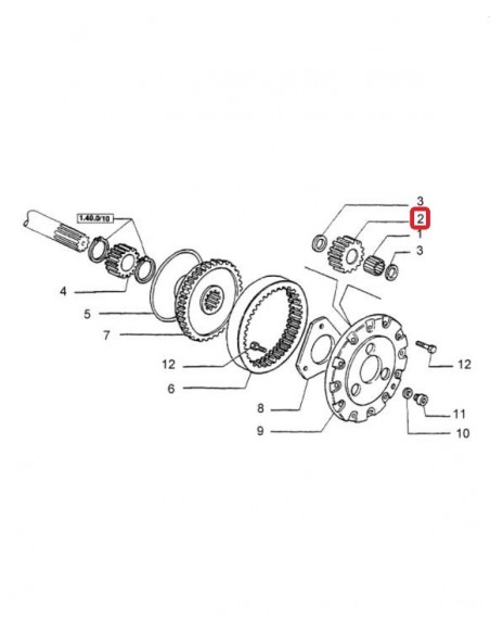 Planetary Gear Ø 40x90x30 mm Z-25 Case IH/Ford New Holland 14274431, 47603066, 5116732, 5145492, 5145497, 5145499, 5152324, 8730